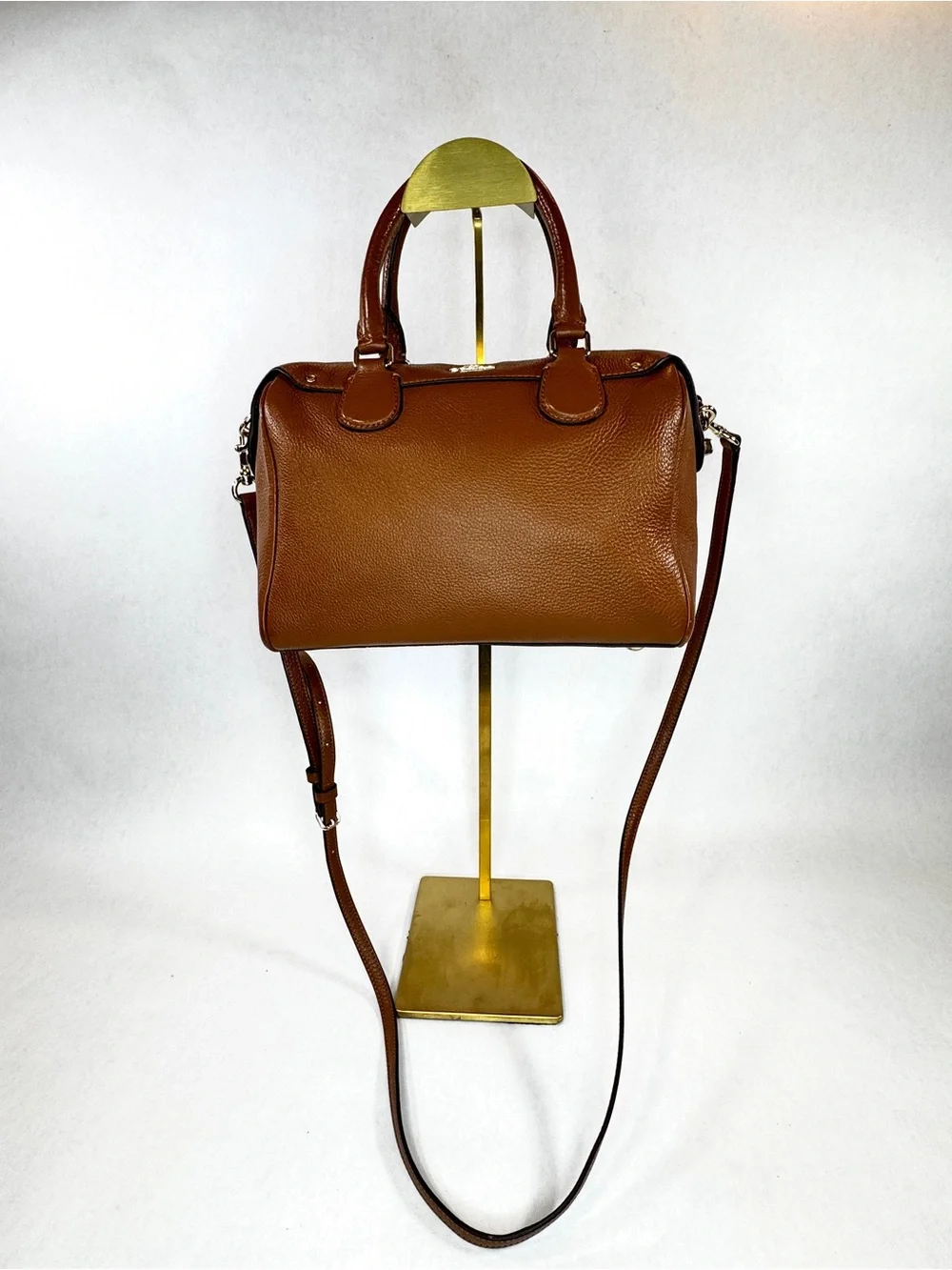 Coach Mini Bennett Satchel F36677 Pebbled Leather Saddle Brown Crossbody Bag